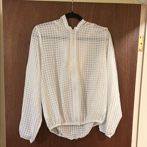 White Checkered Women's Zipper Hoodie